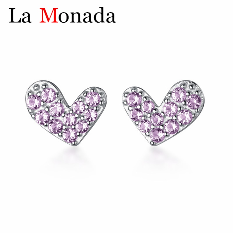 Modo di Prevenire Allergia Monili Dell'argento Sterlina 925 di Zircon Del Cuore Orecchini Con Perno Per Le Donne Ragazza Regalo pendiente oorbellen