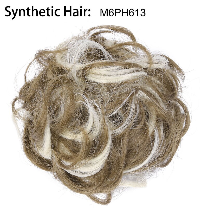 Extension capillaire Chignon élastique bouclée, Postiche Afro à Clip, Postiche Chignon synthétique, coiffure décoiffée, coiffure pour mariage, Q7: M6PH613