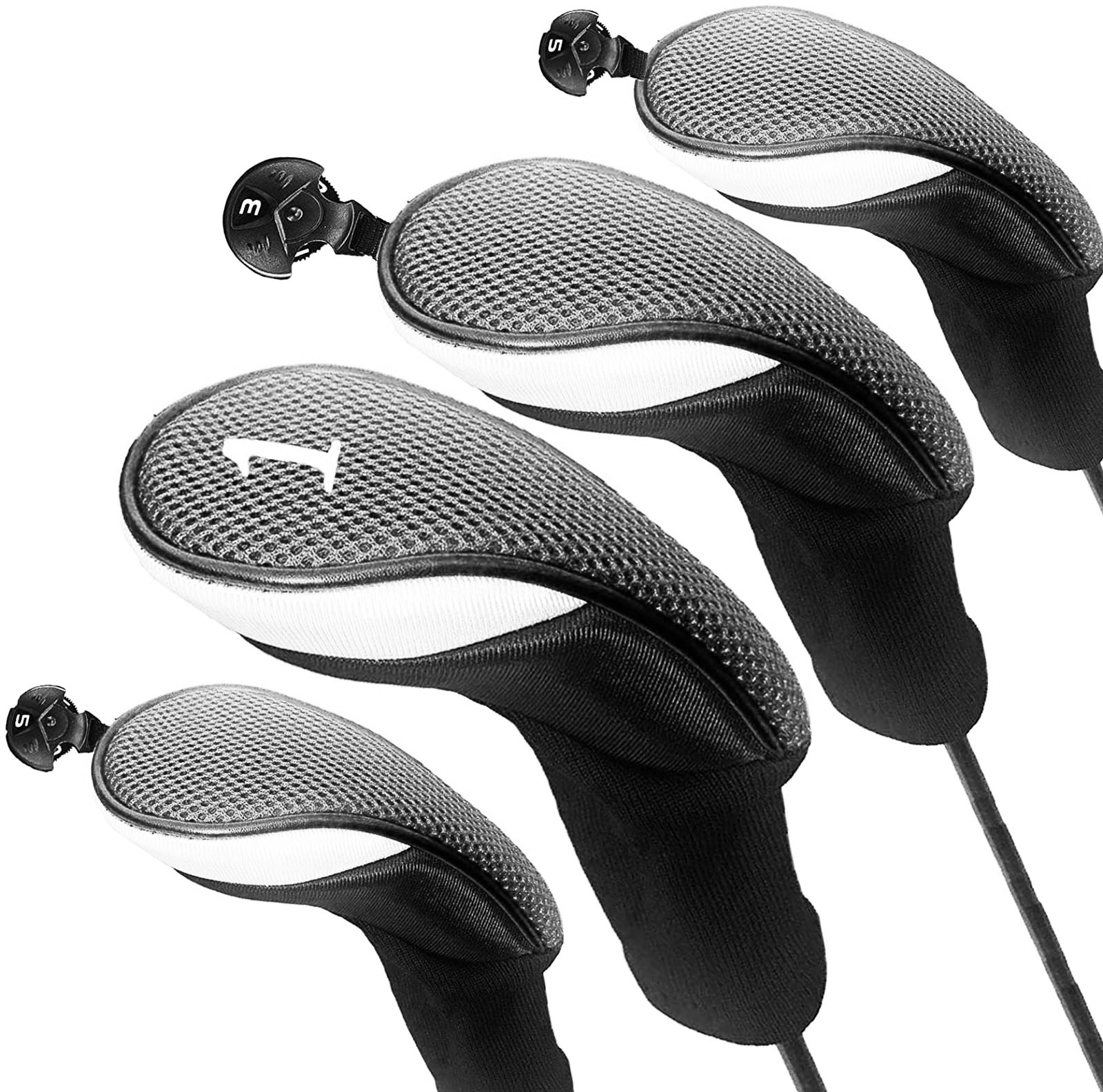 4/3/1 Pcs Set Golf Club Head Covers for Woods Clubs Headcover 1# 3# 5# Driver Fairway Hybrid Golfing Trainer Cover: 135X Grey 4Pcs