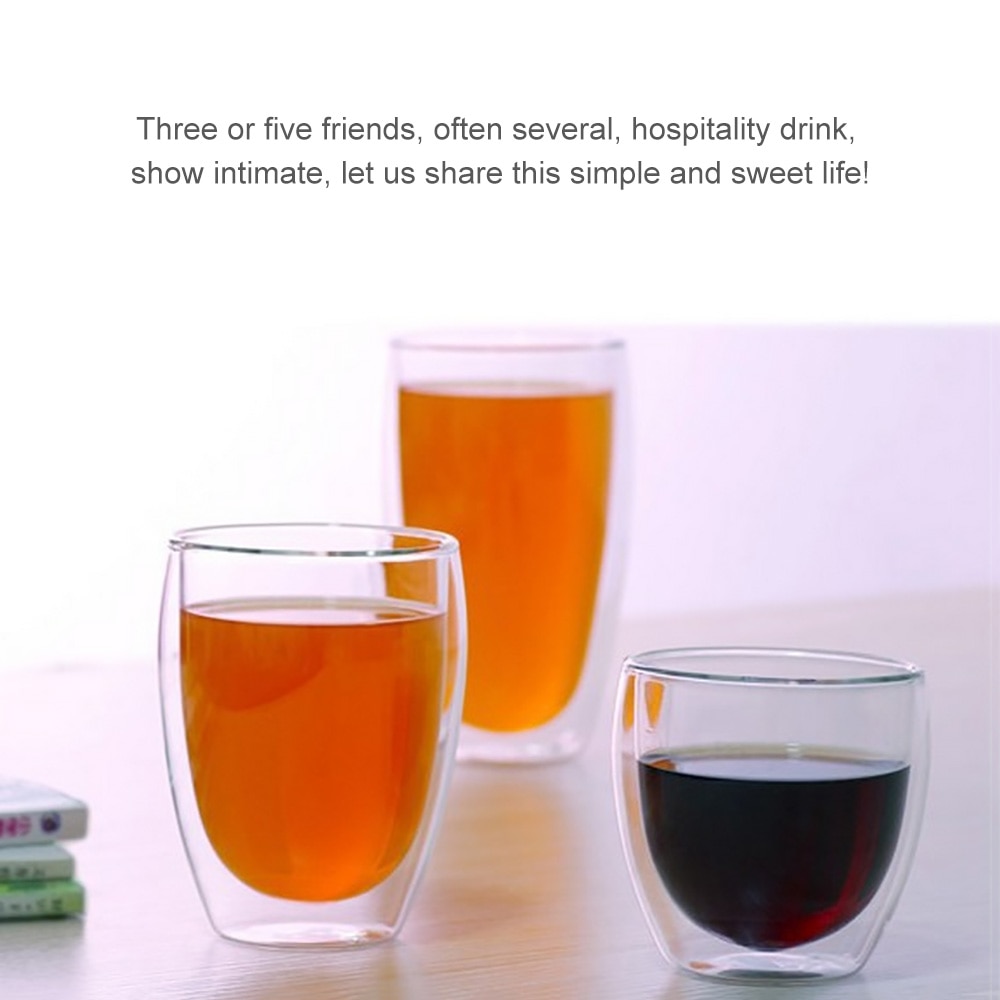 Coffee Cup 80ml/250ml/350ml/450ml ​Shot Glass Tea Drink Health Regimen Double Layer Egg Line ​Coffee Cup Heat Resistant Mug