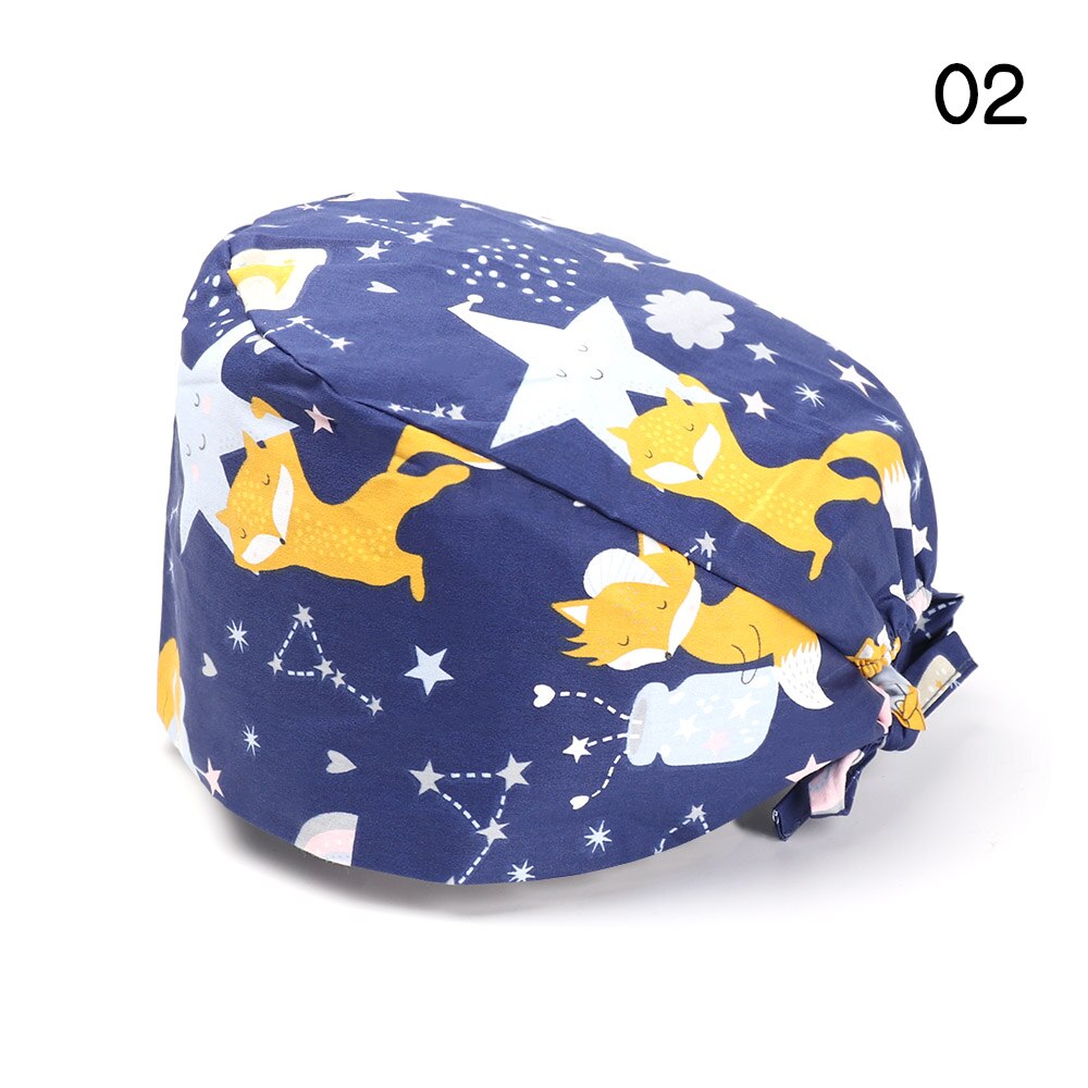 Bloemen Bouffant Sanitaire Hoed Met Zweetband Verstelbare Lus Beanie Hat Solid Mannen Hoed Vrouwen Hoeden Skullies Mutsen: 2-2