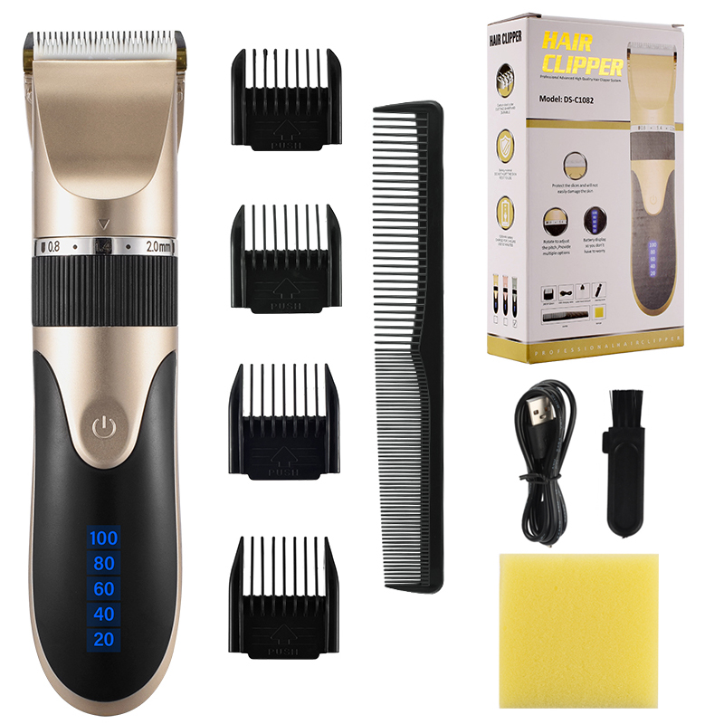 HIENA Hair Clipper Electric Hair Trimmer Digital Rechargeable Hair Clipper for Men Hair Cutting Machine Low Noise: Gold withbox