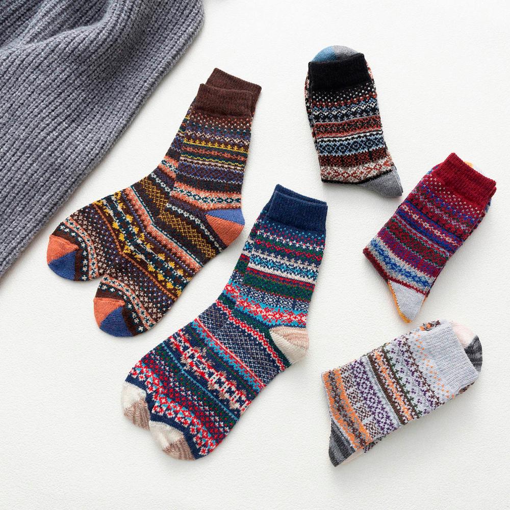 Neue Skarpetki Damskie 5 Par Frauen Socken Vintage Winter Weiche Warme Kalten Stricken Wolle Socken Calcetines Mujer Chausette Femme