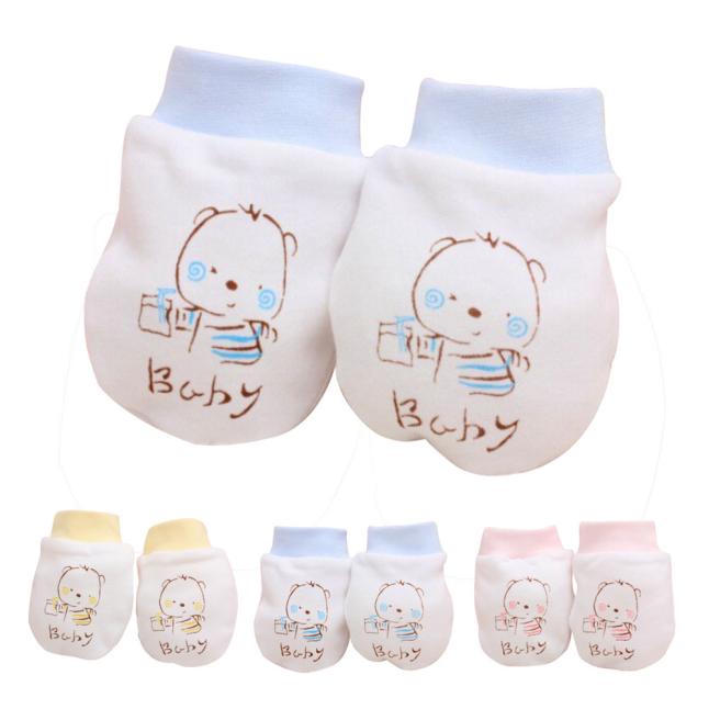 1 Pairs Cute Cartoon Baby Infant Boys Girls Anti Mittens Soft Gloves Lovely Very Soft Baby Cotton Gloves Protection Tiny Hand