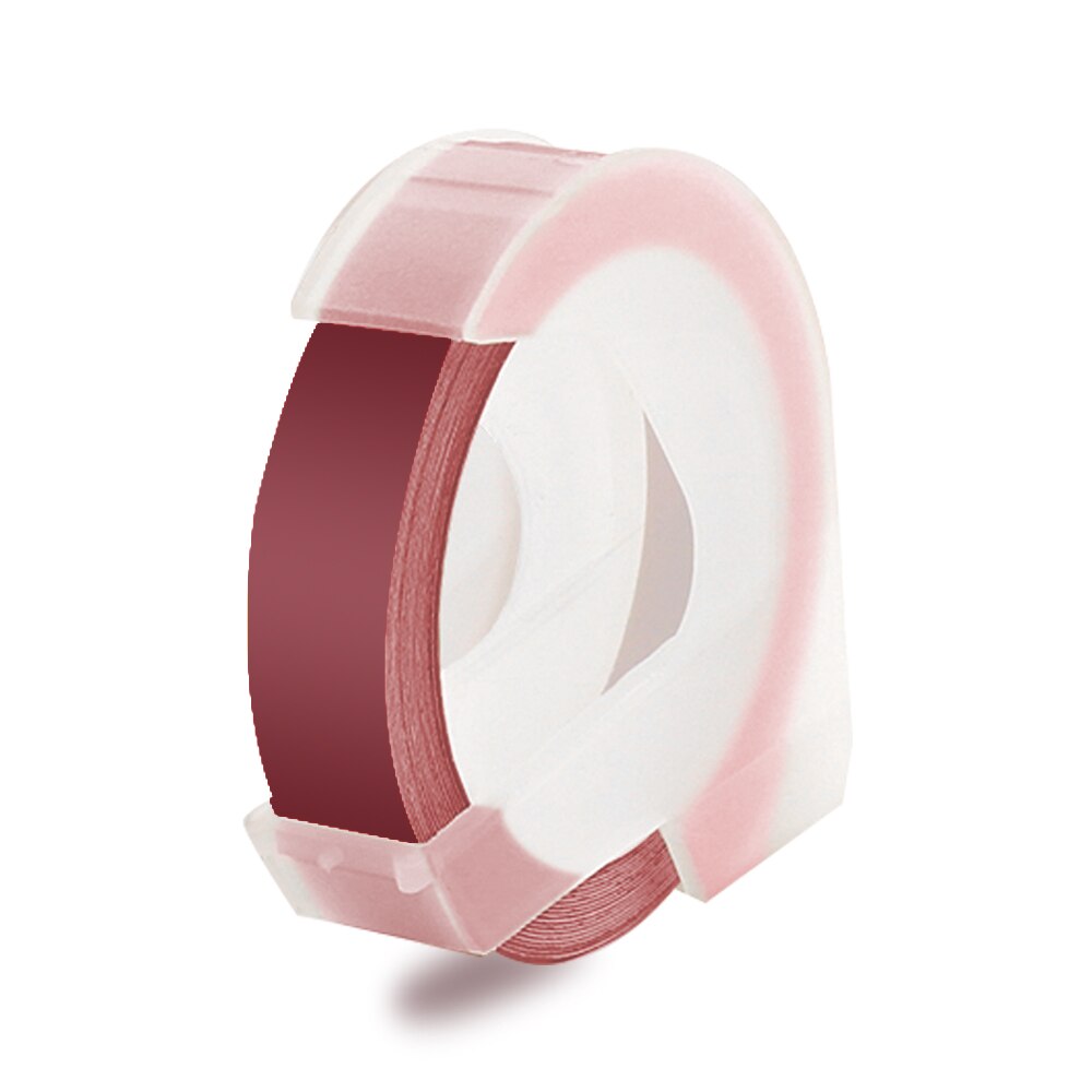 1 roll 9MM Compatible for Dymo 3D Plastic Embossing Tapes for DYMO 1011 1610 12965 MOTEX E101 Label Makers: White on Maroon