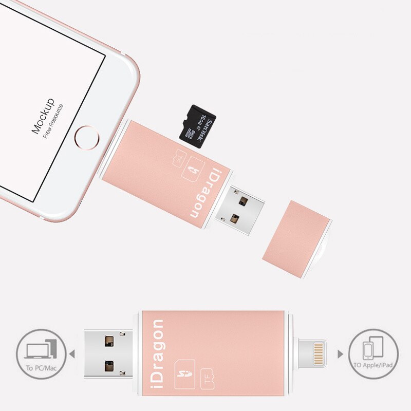 MicroSD SD TF USB2.0 MicroUSB Lightning I-Flash OTG Universal Memory Card Reader for Ipad IPhone Android Phone PC
