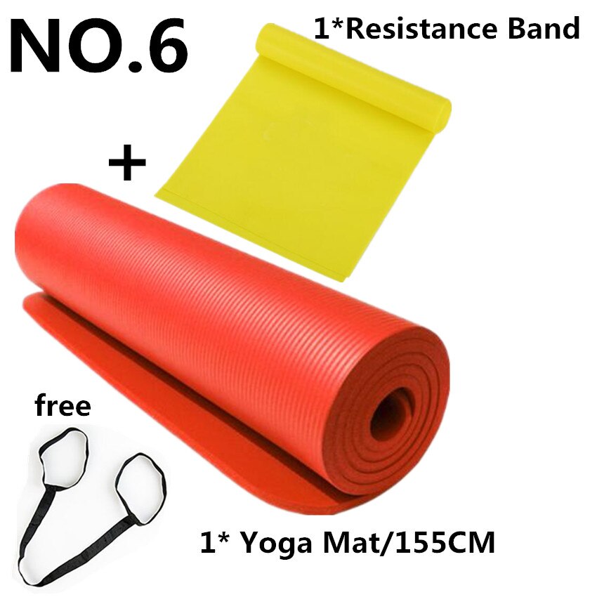 10 millimetri NBR Zerbino Con La Fascia di Resistenza di Forma Fisica di Yoga Pilates Zerbino 183X61cm Non-slip Pad di Spessore Per Palestra All'aperto esercizio di Fitness: Red 155cm