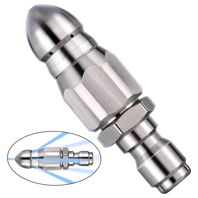 1/4 Inch 5000 PSI Sewer Jetter Nozzle Pressure Drain Jetter Hose Nozzle for 1/4 Pressure Washer Quick Connector