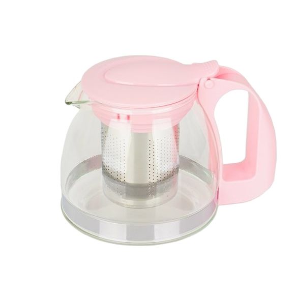 Glazen Theepot 700 Ml Met Gekleurde Stalen Zeef, Hittebestendig Glas Theepot