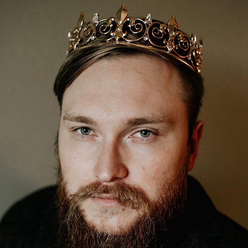 Royal King Crown for Men - Metal Prince Crowns and Tiaras, Full Round Birthday Party Hats,Medieval Accessories