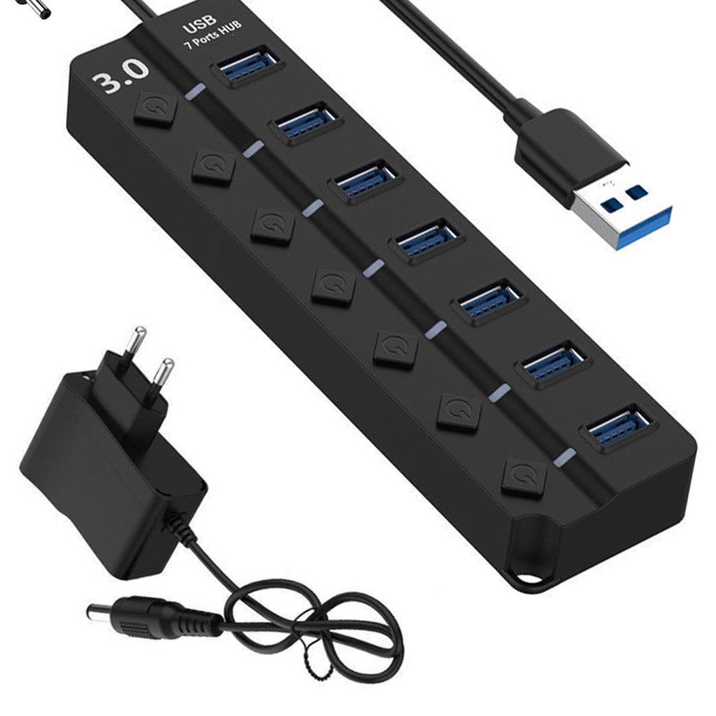 Ouhaobin USB HUB USB 3.0 USB 2.0 7 Port 5Gbps Hoge Snelheid Op Off Schakelaars AC Power Adapter Voor PC