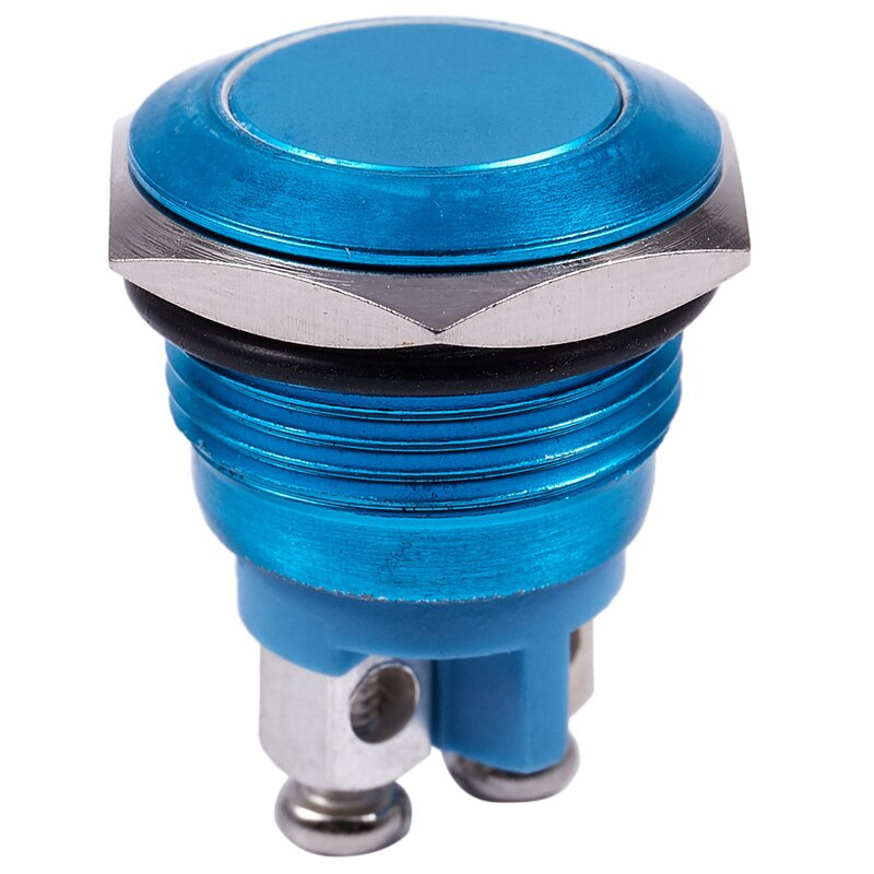 2Pcs 16Mm Flush Mounted Momentary Spst Stainless Steel Round Push Button Switch - Blue & Silver,Blue