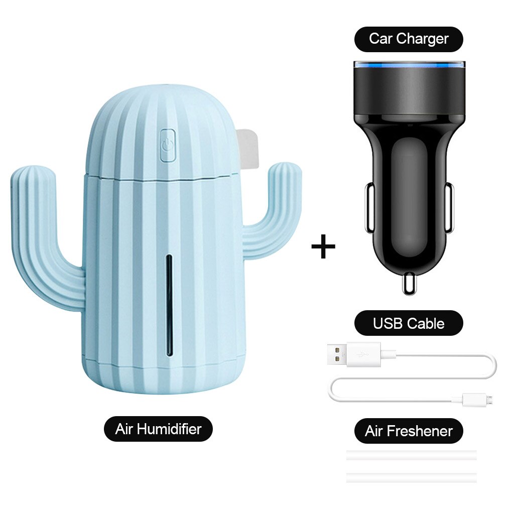 Humidificador de aire para coche, minidifusor de de Cactus con batería integrada, USB, 340ml, LED, para Mercedes Benz W202: Blue with Charger