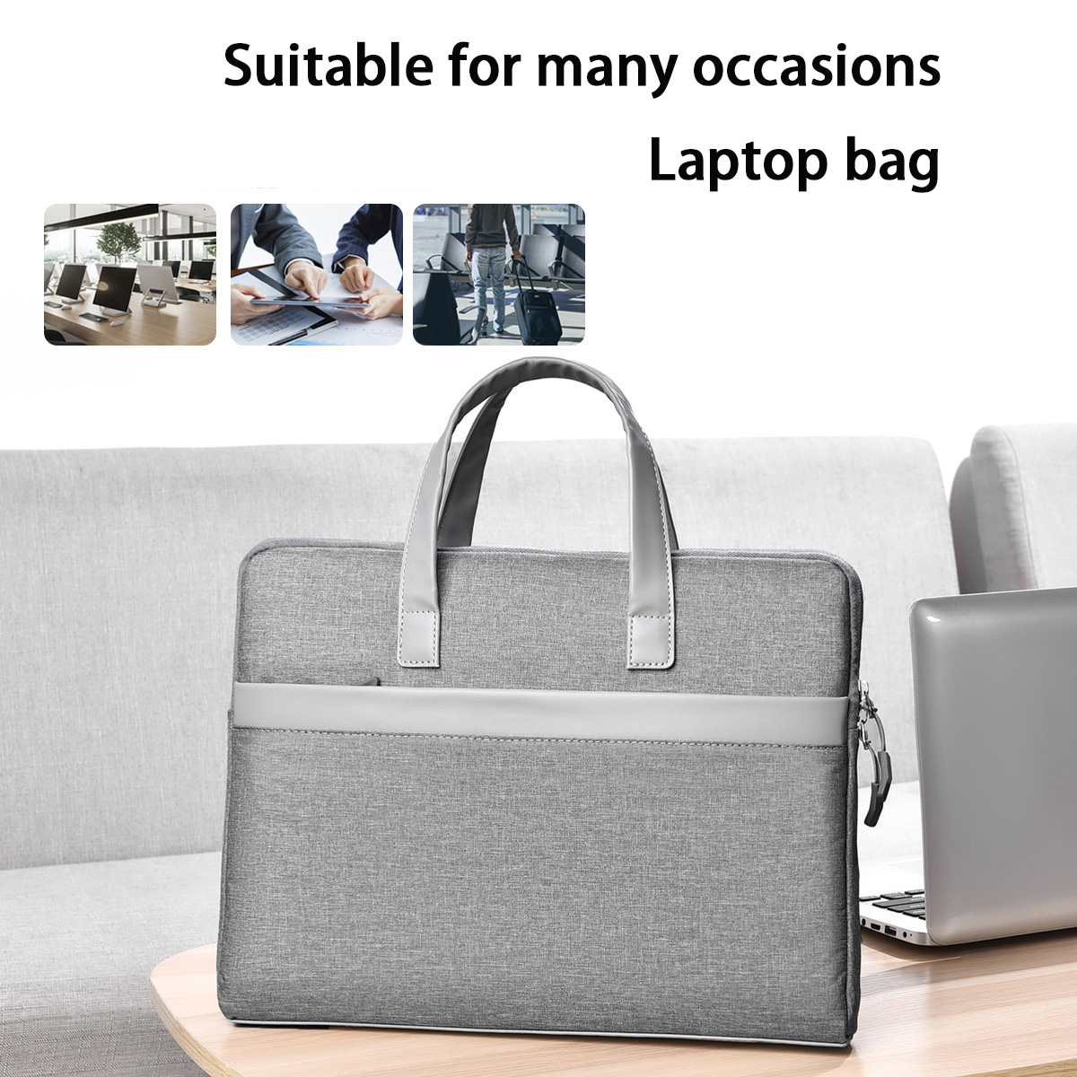 14-inch Stylish Minimalist Laptop Bag For Men And Women Durable Oxford Material Japanese Style Business Handbag.