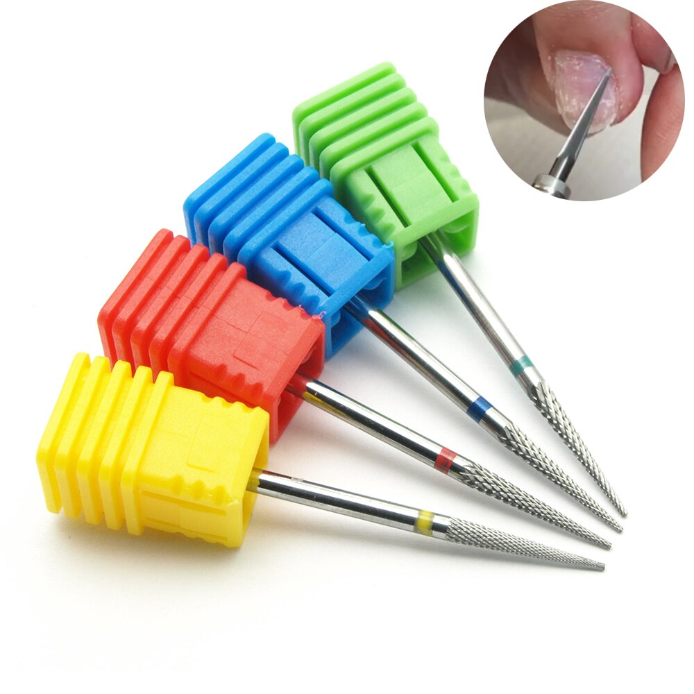 Broca de carburo de aguja para uñas, máquina eléctrica de manicura, equipo de limpieza de cutículas, accesorios de pedicura, herramientas