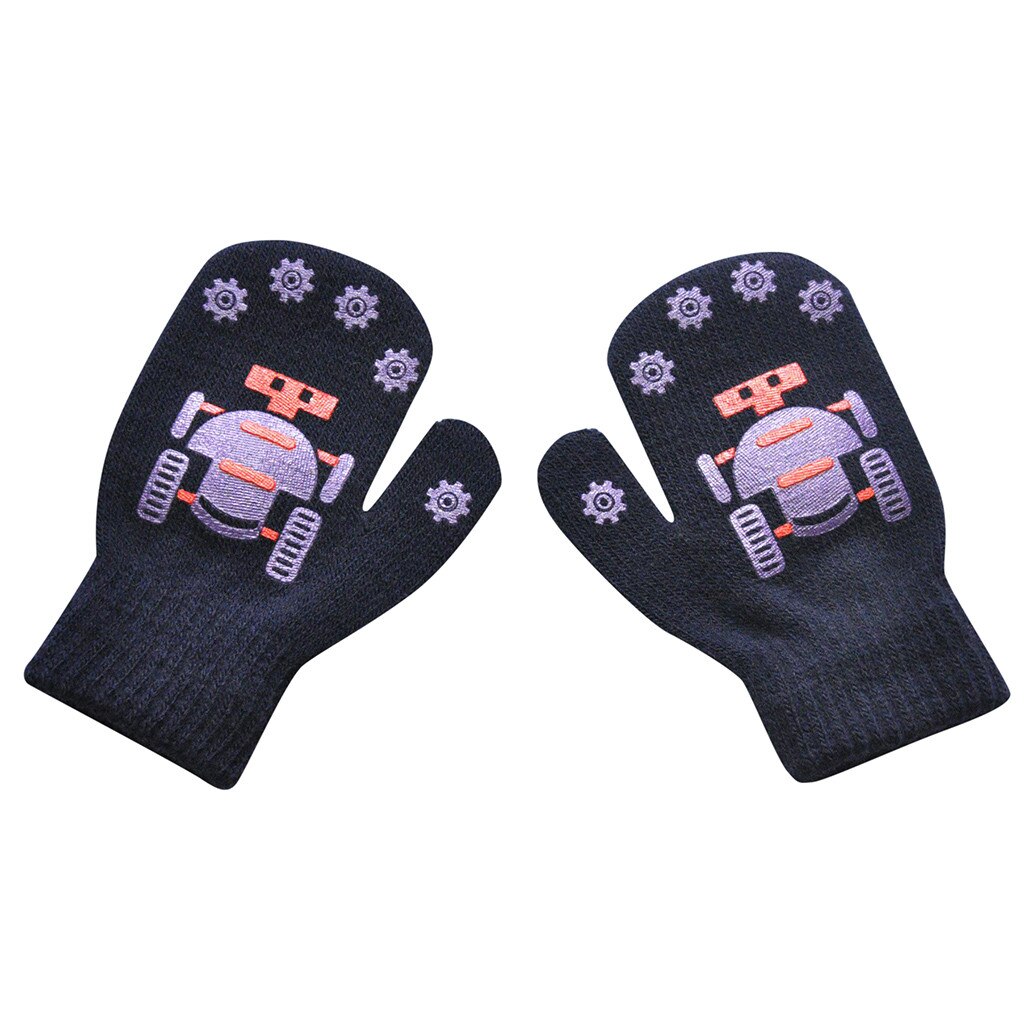 Enfants gants mignon Robot imprimer gants hiver tricot -né moufles épais enfants enfants garder le doigt au 1-4 ans: NY