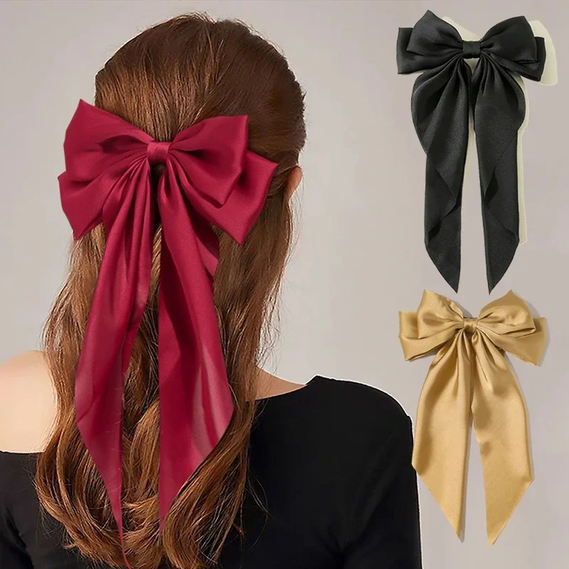 Épingle à cheveux à grand nœud pour femmes et filles, bandes de sauna coréennes, barrettes à gros nœud papillon, pince à queue de cheval pour document solide, accessoires pour cheveux de mariage