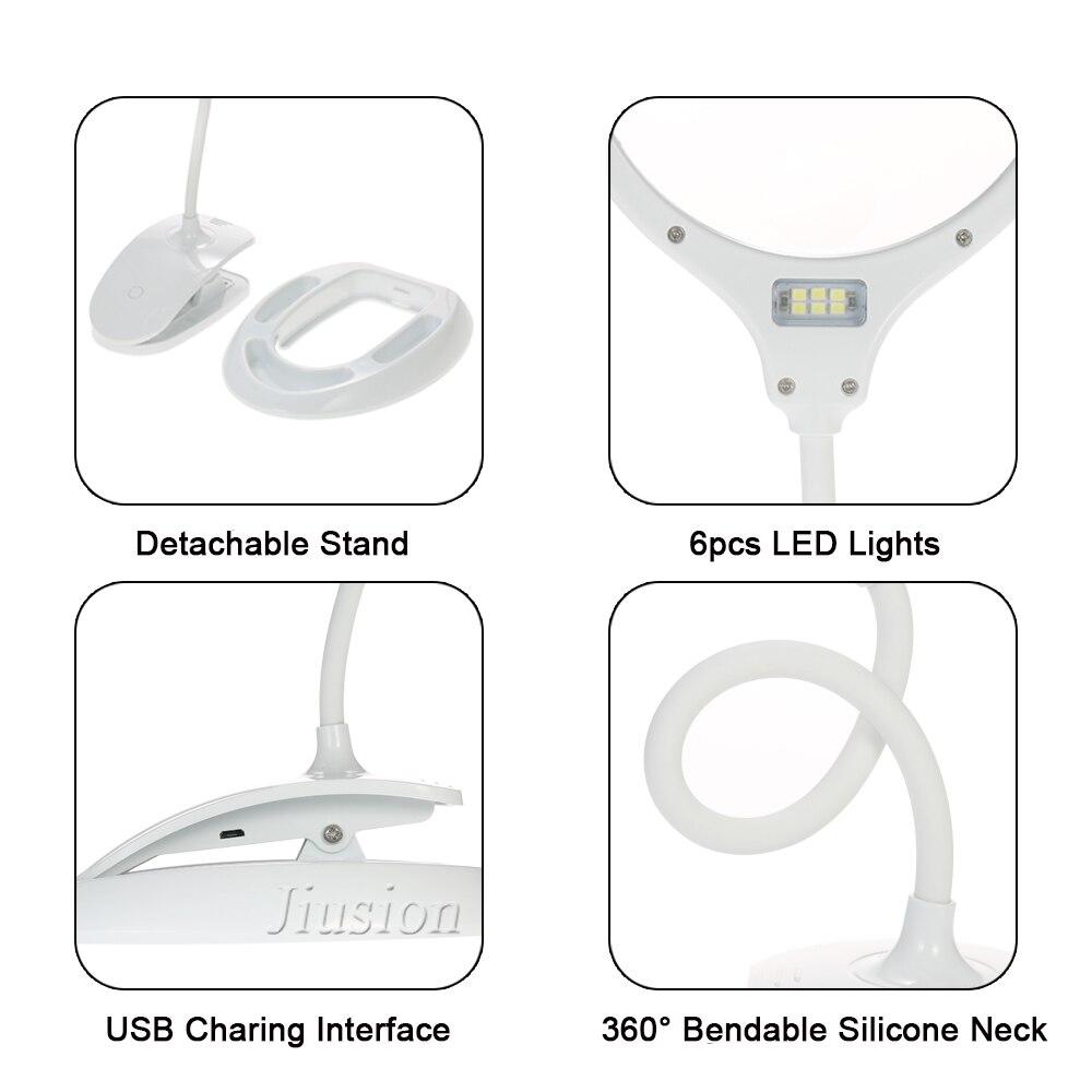 Illuminating Physics Magnifier Handheld Foldable Portable 3x 8x 120LXU Table Lamp Desk Mini Clip-on LED Glass Tool Repair Tools