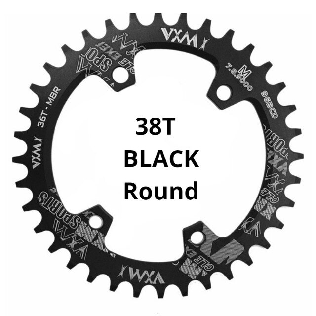 Vxm Ronde Ovale 96BCD Kettingblad Mtb Bcd 96 Bike 30T 32T 34T 36T 38T Crankstel Tandplaat Onderdelen Voor M7000 M8000 M9000: BLACK ROUND 38T
