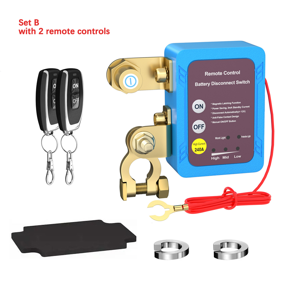 Interruptor de alimentación desconexión de batería, 12V, 240A, interruptor de apagado y apagado con interruptor de Control remoto para coche y camión: Marrón