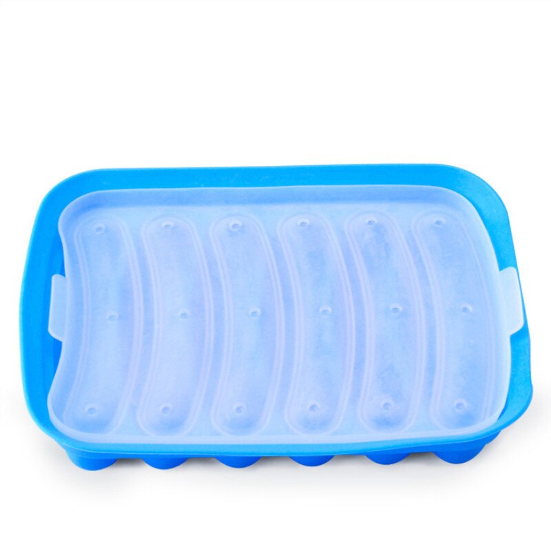 DIY Worst Maken Mold Siliconen Burger Dog Maker Mould Met 6 Holte Brood Maker Hoge Temperatuur Bakvorm Koken gereedschap: Blue