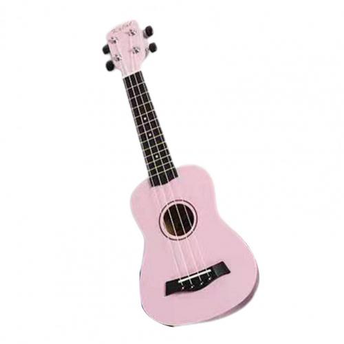 Ukelele soprano de madera de 21 pulgadas, instrumento musical de Bajo soprano para principiantes, cuello de guitarra exquisito de 4 cuerdas, para niños: Rosa