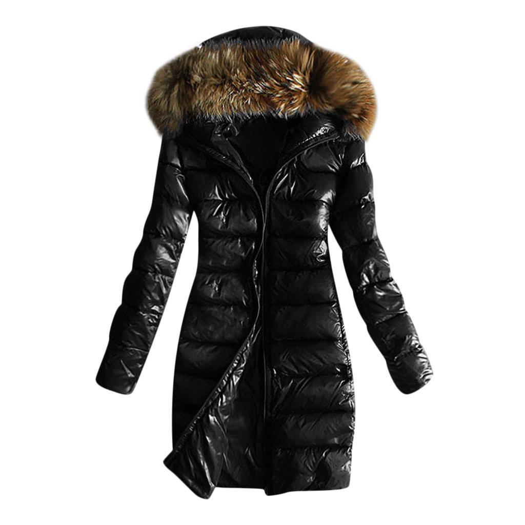 Hiver femmes ski vestes épais grande fourrure à capuche slim veste manteau solide femme veste pour hiver grande taille