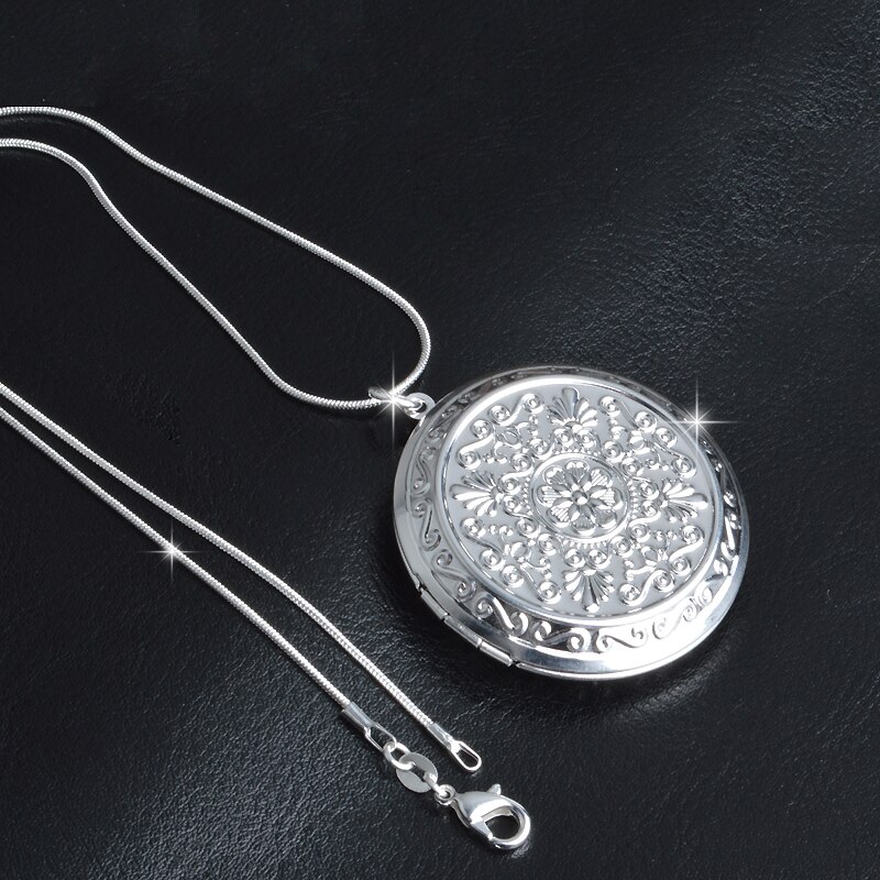 Vintage Earl Paleis 925 Sterling Zilveren Ketting Ronde Medaillon Hanger Ketting Foto Kraag Kettingen Valentijnsdag