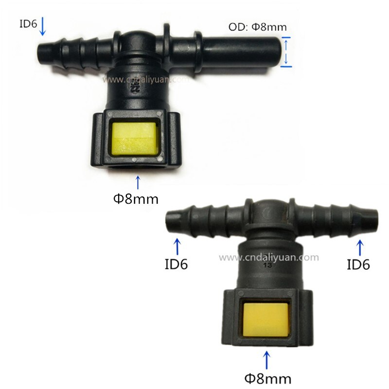D8 Tee connector for Peugeot 207 Fuel line quick connector plastic female connector gas fuel filter connector two 2pcs a lot: C