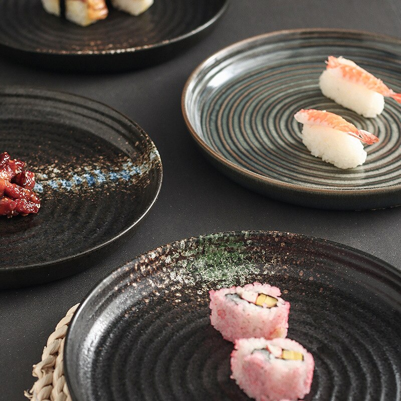 Japanse Retro Schotel Keramische Steak Plaat Creatieve Ronde Diepe Rivierkreeft Grote Platte Ceramica Westerse Gerechten Platen Servies