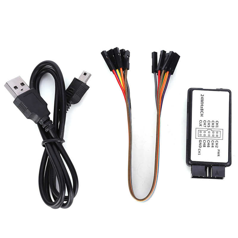 LA1002 Mini Portable USB 5MHz 24M 8 Channel Logic Analyzer Device Set with Cables 8CH 24M Logic Analyzer