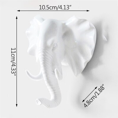 Hanger sleutelhaak multifunctionele amerikaanse kledinghaak houder decoratieve haak dierenhaak muur huishoudelijke naadloze klevende haak: Witte olifant