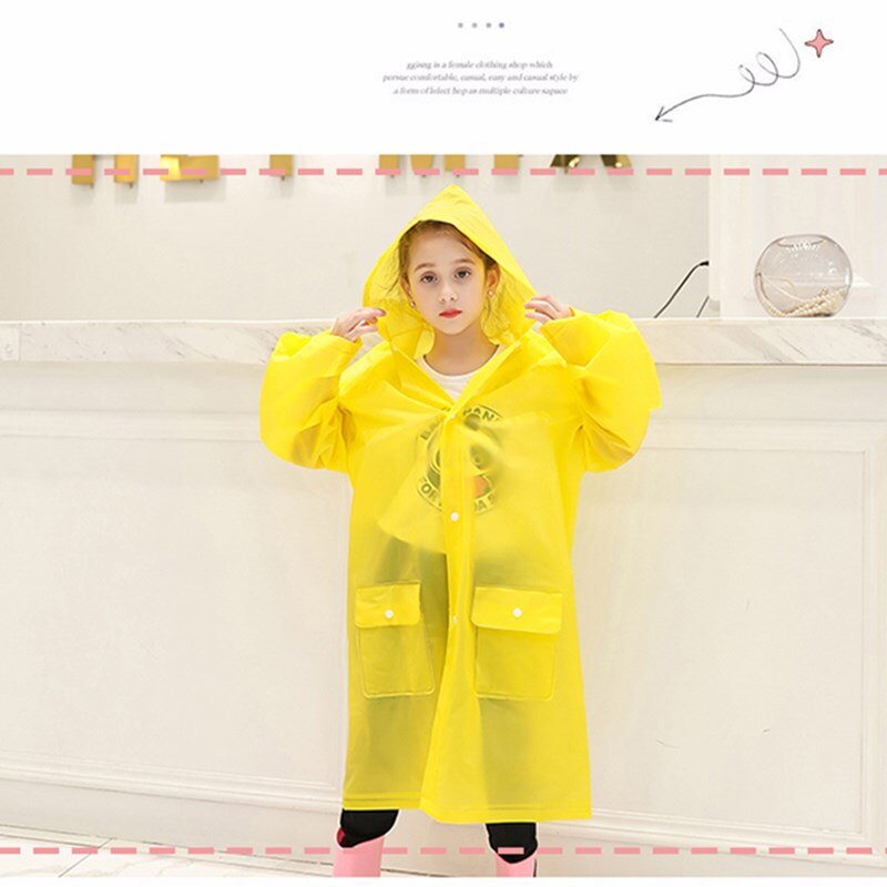 Kids Long Transparent Plastic Raincoat Rain Coat Poncho Waterproof Hooded Rainwear Children Girl Boy Rain Jacket
