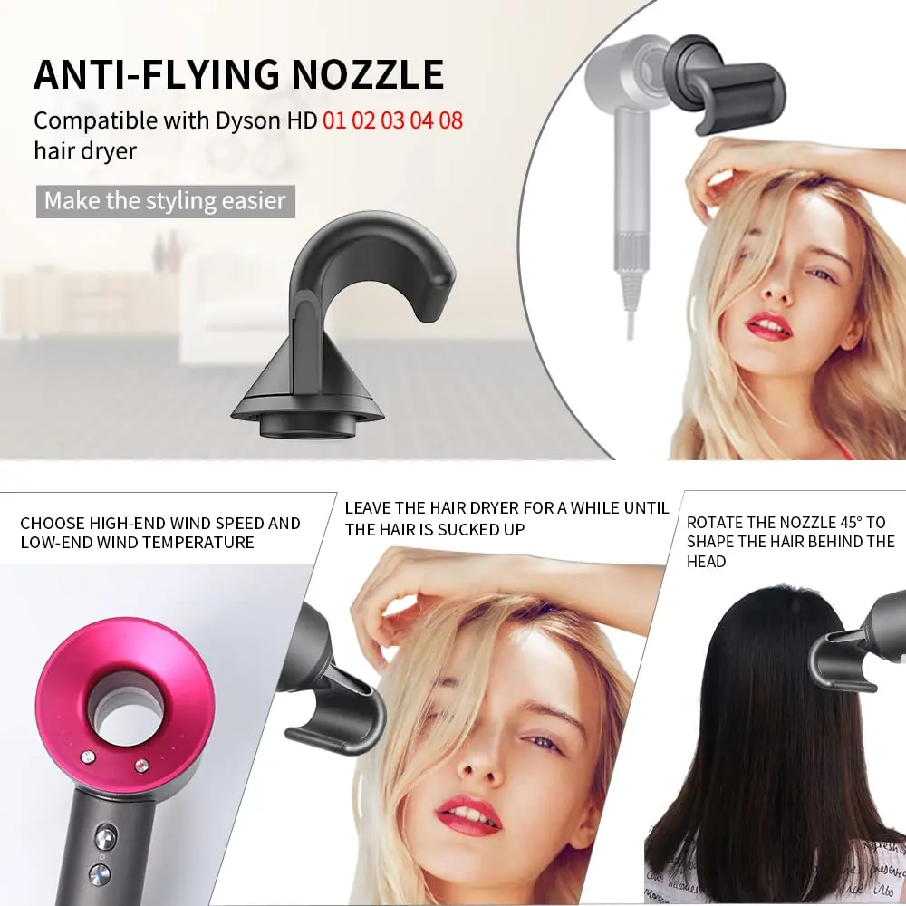 Supersonic Hair Dryer Diffuser Compatible, Anti-Warping Nozzle for Dyson, HD01, HD02, HD03, HD04, HD08, HD15