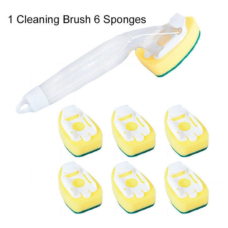 6/8/12 Stuks Dishwand Schotel Borstel Vervanging Hoofd Aanrecht Spons Handvat Borstel Schotel Scrubber Schoon tool Voor Vaatwas: Roze