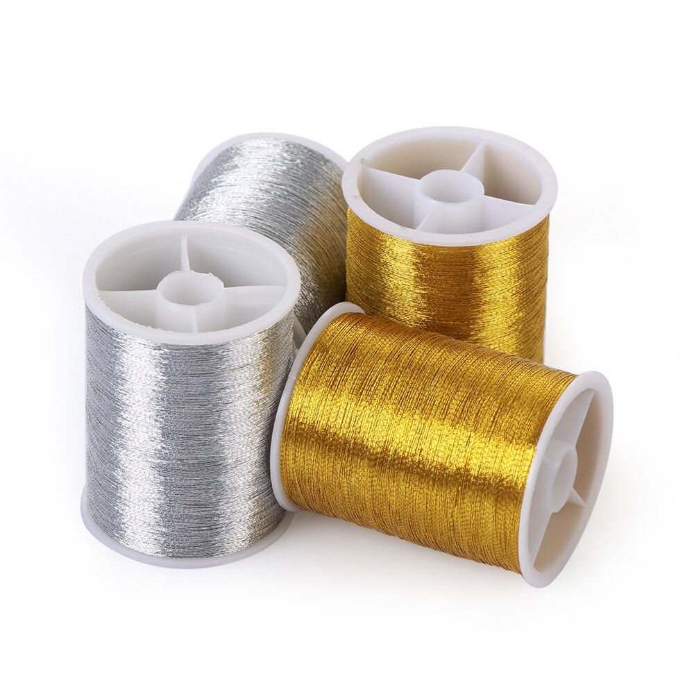 Hilos dorados y plateados para punto de cruz, 1/2 rollos, 100 metros, resistentes de poliéster, suministros de costura, 1 ud.