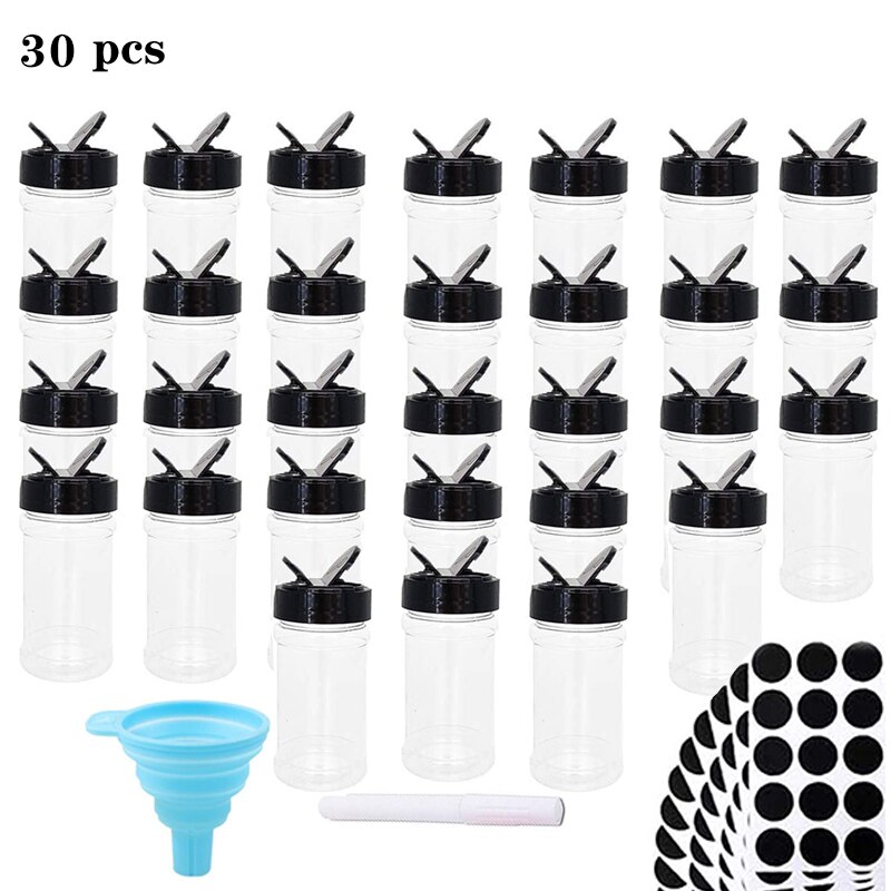 110Ml Zout En Peper Shakers 20/30Pc Spice Container Plastic Geen Bpa Bevatten Bus Set Keuken kruidkruik: 30PCS