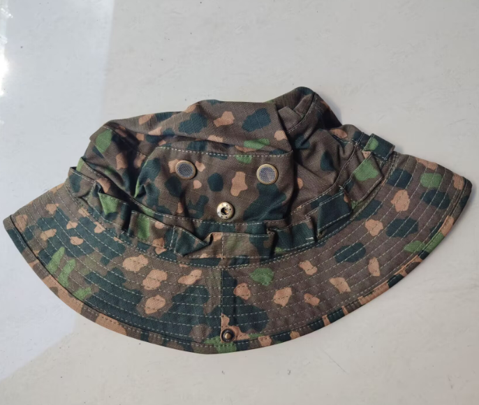German Oak Leaves Camouflage Cap Boonie Hat Flecktarn Pea Raindrop: GRAY