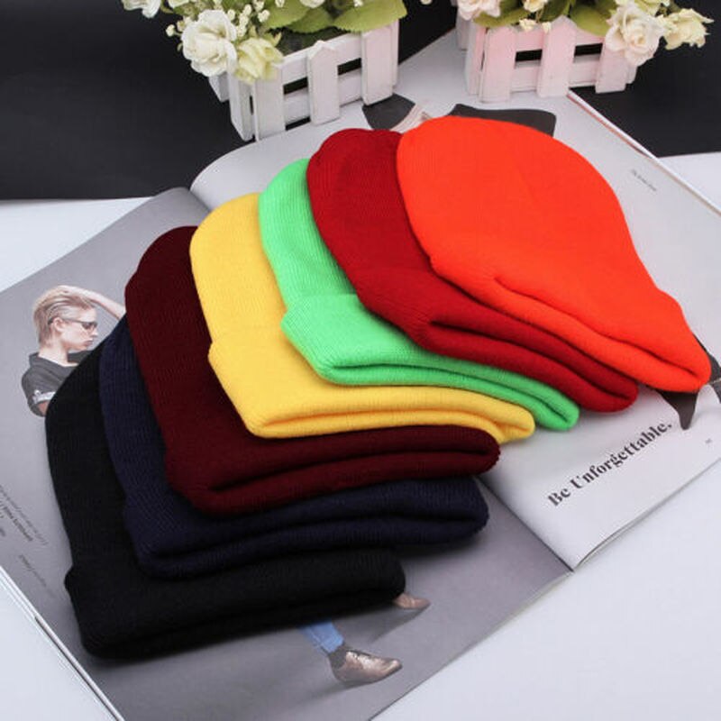 Vinterhuer hue almindelig strikhue efterår vinter varm skimanchet kasket uld blandinger bløde slouchy skull caps huer mænd kvinder