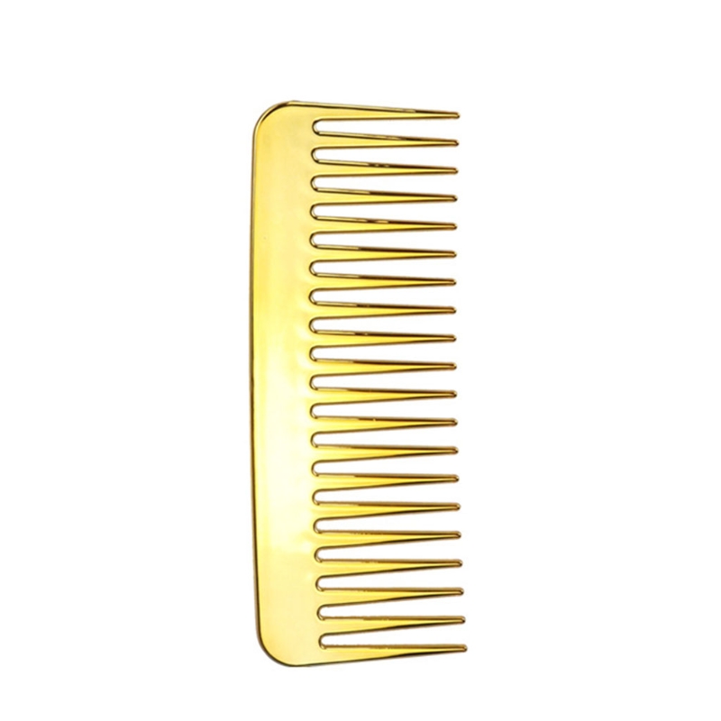 Large Wide Tooth Comb Detangling Reduce Hair Loss Comb Pro Hairdress Salon Dyeing Styling Brush Tool for Wet or Dry Hair: Gold