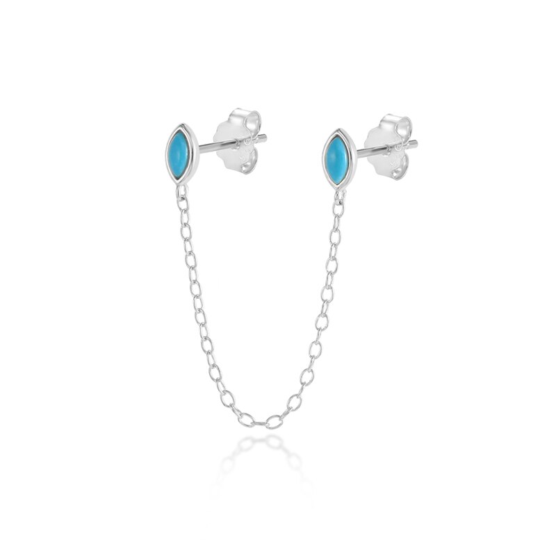 Boako Trendy Real 925 Sterling Zilver Turquoise Dangle Earring Kwastje Ketting Oor Stud Voor Vrouwen Verjaardag Sieraden: 4