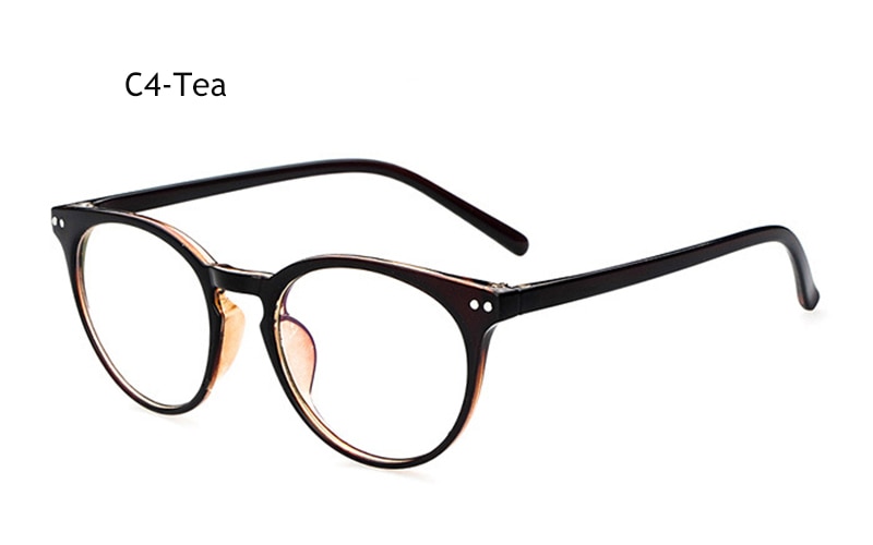 Men Glass Frame Women Black Eyeglasses Frame Vintage Round Clear Lens Glasses Optical Spectacle Nerd Party Eyewear: C4 Tea