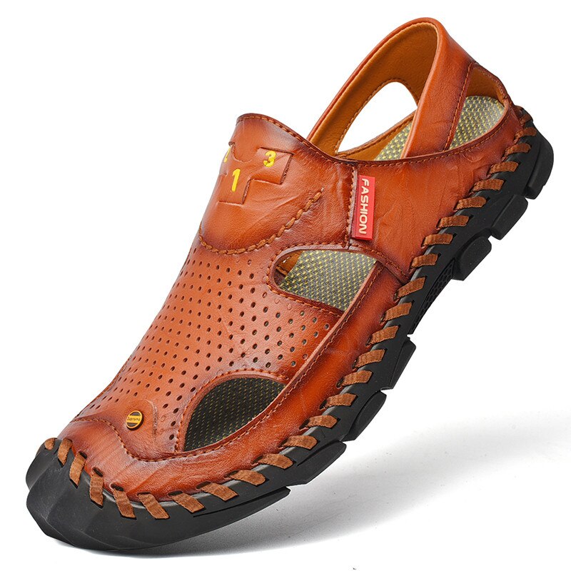 Rutschbanor blad hombre sommar dusch arbete casual herren transpirables strand herr gummi homme sandal deportivas luxe: Brun / 39