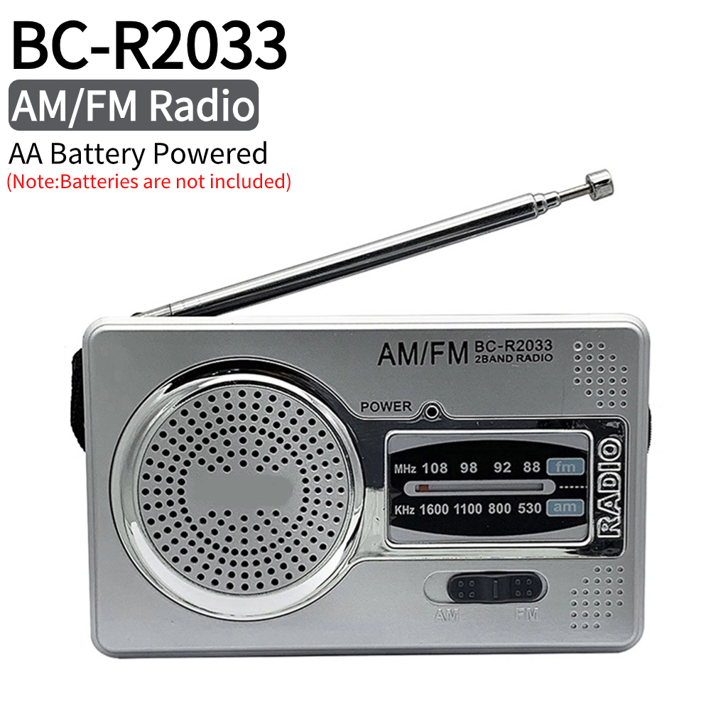 Fm/Am Radio Dual Band Draagbare Weerradio Batterijgevoede Muziekspeler 3.5Mm Jack Ingebouwde Luidspreker Met Telescopische Antenne: Zilver