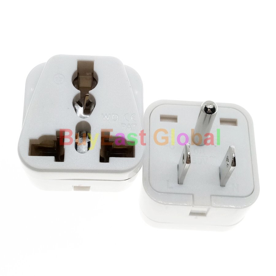 (Pack 3) Universal to USA, Canada Electrical Plug Adapter AC100~250V 10A White Color
