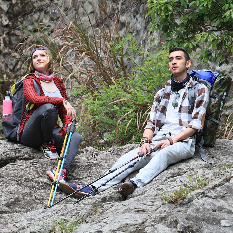 Bastones de Trekking de fibra de carbono Pioneer, bastones de senderismo ligeros plegables de bloqueo rápido con bolsa de transporte, 1 par