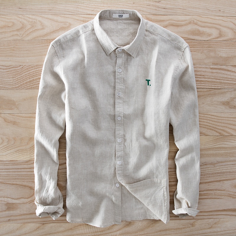 100%  linne långärmade skjortor herr märkesskjortor herr casual linskjorta herr 3xl plus size skjortor man chemise