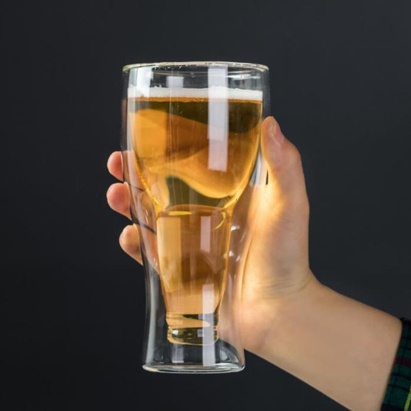 Chope à bière en verre Transparent à Double fond, résistant à la chaleur, verre inversé, pour jus de fruit, thé, eau, Bar, Restaurant: Default Title