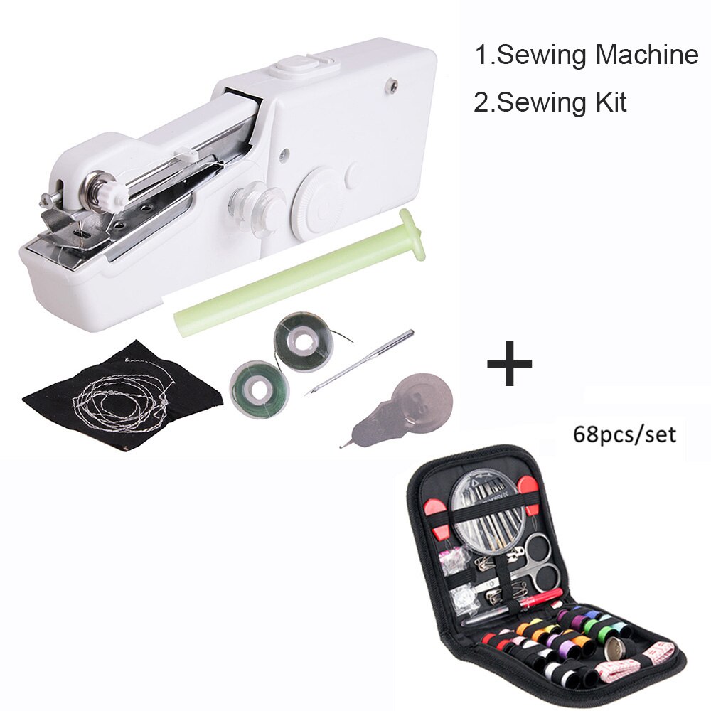 Mini máquina de coser manual portátil para el hogar, conjunto de punto de cruz eléctrico inalámbrico, reparaciones rápidas, costura de ropa DIY: Machines Sewing kit