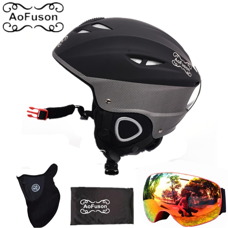 Ski Apparatuur Set Dubbele Lagen Anti-Fog Big Vision Snowboard Goggle Masker Vrouwen & Mannen Skiën Sneeuwscooter Winter Warm sport Helm